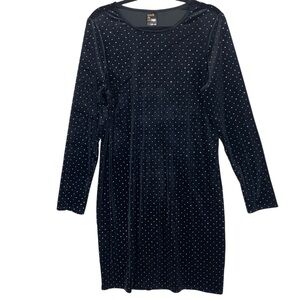 Reitmans sparle Blk Velvet velour sheath Dress rhinestones long sleeves size xxl